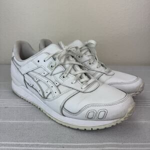 Men’s ASICS Gel Lyte III Lace Up Leather Athletic Sneakers Triple White 12